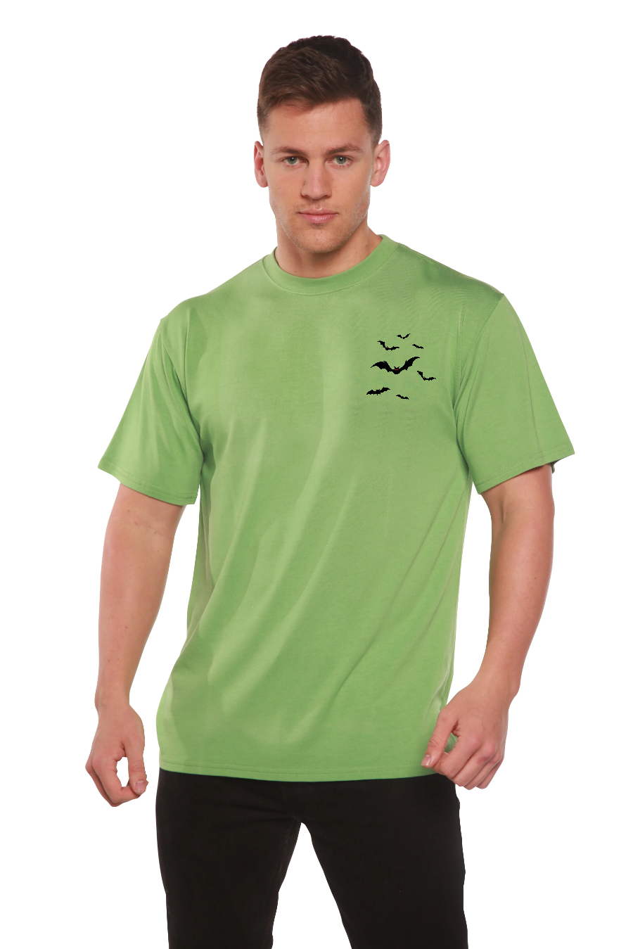Halloween Bats Bamboo Viscose/Organic Cotton Short Sleeve Printed T-Shirt Spun Bamboo