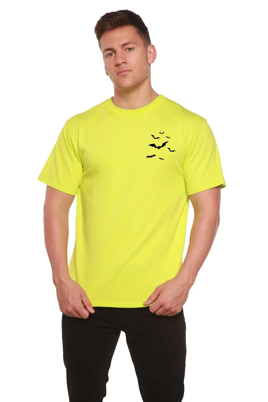 Halloween Bats Bamboo Viscose/Organic Cotton Short Sleeve Printed T-Shirt Spun Bamboo