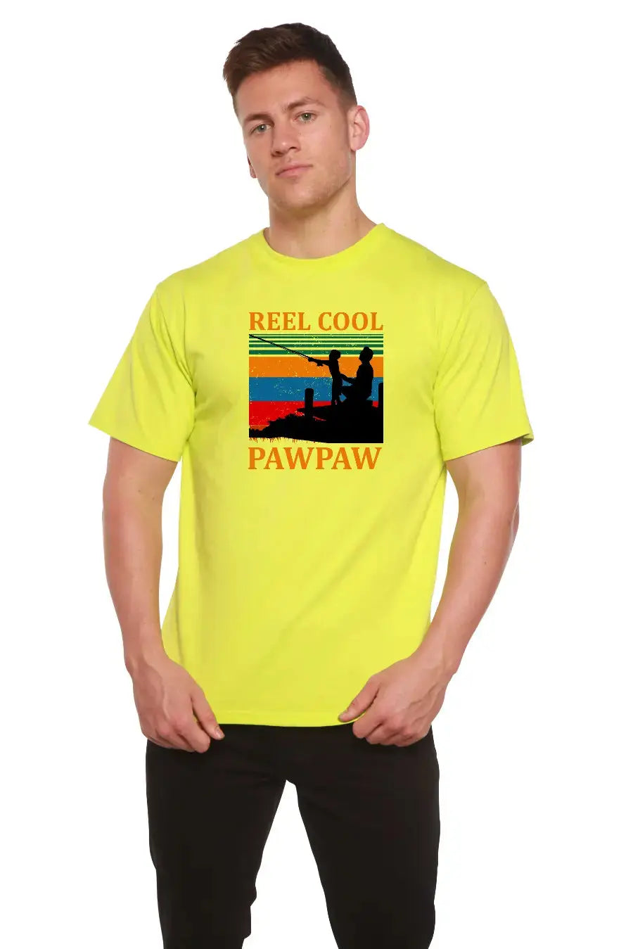 Real Cool Pawpaw Men's Bamboo Viscose/Organic Cotton Short Sleeve Printed T-Shirt Spun Bamboo