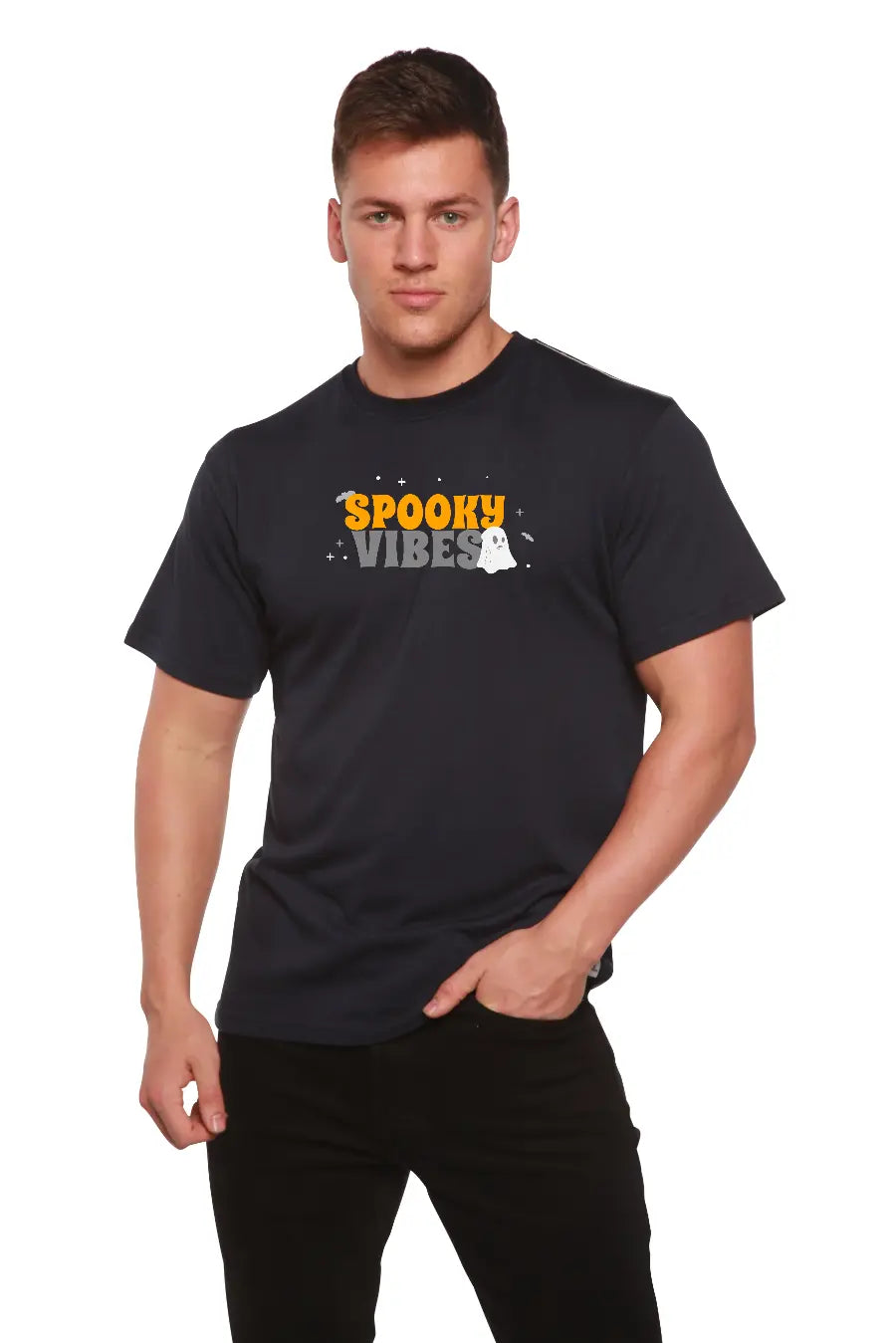 Spooky Vibes Bamboo Viscose/Organic Cotton Short Sleeve Printed T-Shirt Spun Bamboo