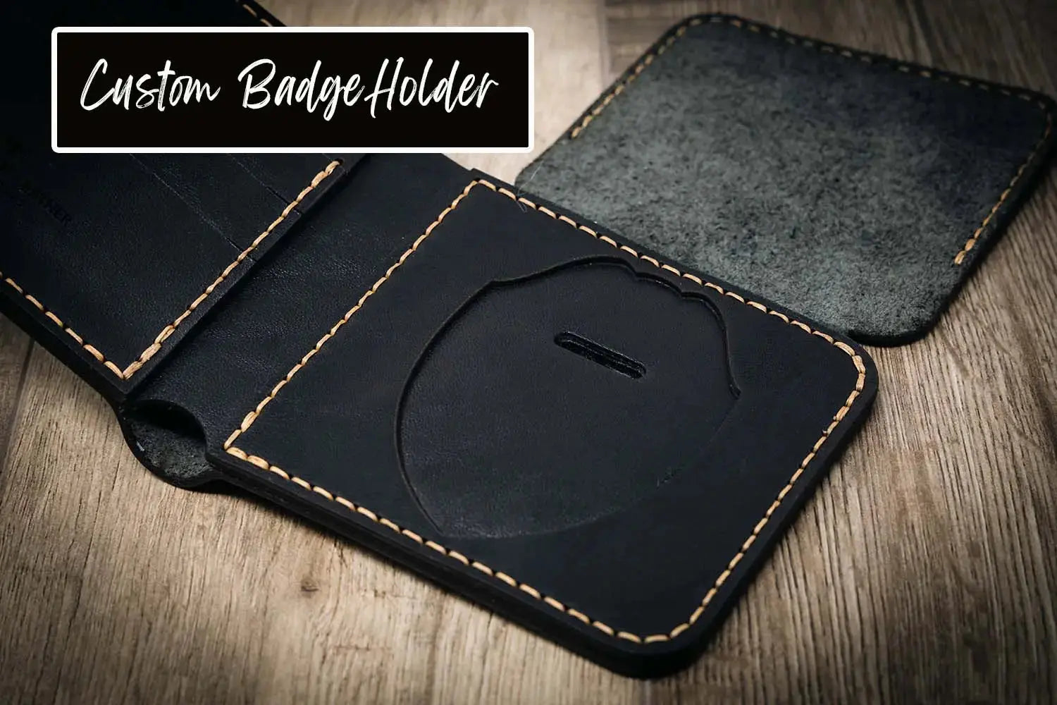 Custom Badge Cutout Bull Sheath Leather