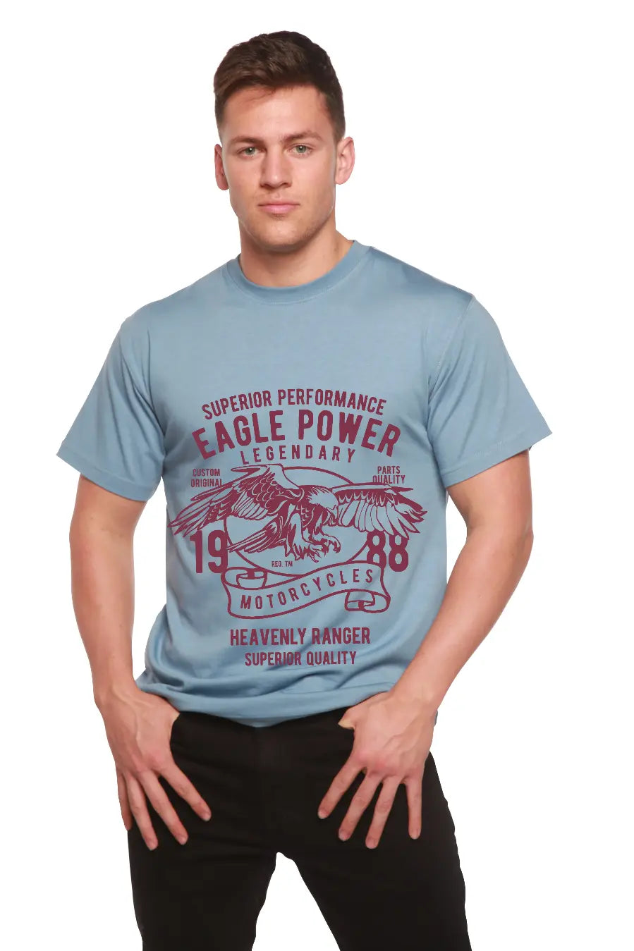 Eagle Power Men's Bamboo Viscose/Organic Cotton Short Sleeve Graphic T-Shirt Spun Bamboo