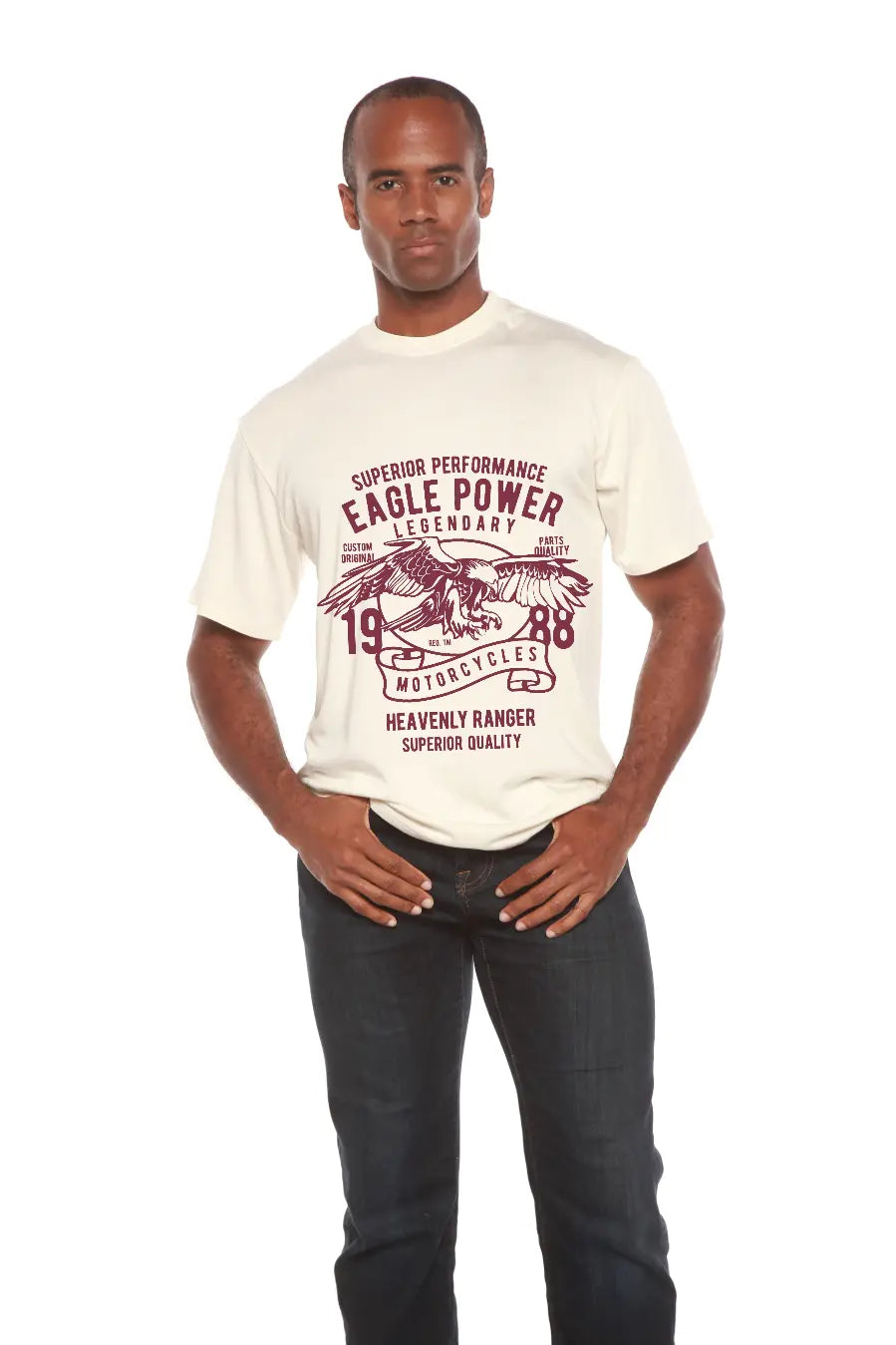 Eagle Power Men's Bamboo Viscose/Organic Cotton Short Sleeve Graphic T-Shirt Spun Bamboo