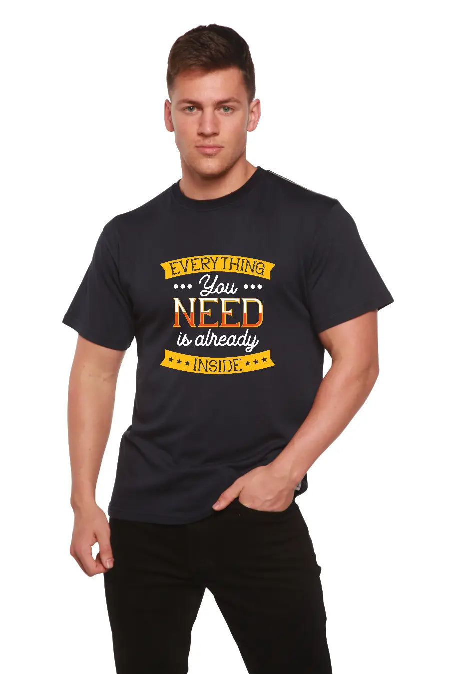 Everything you need Men's Bamboo Viscose/Organic Cotton Short Sleeve Graphic T-Shirt Spun Bamboo