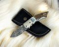 Custom Handmade Damascus Pocket Knife – Stag Horn Handle Damascus Knife Store
