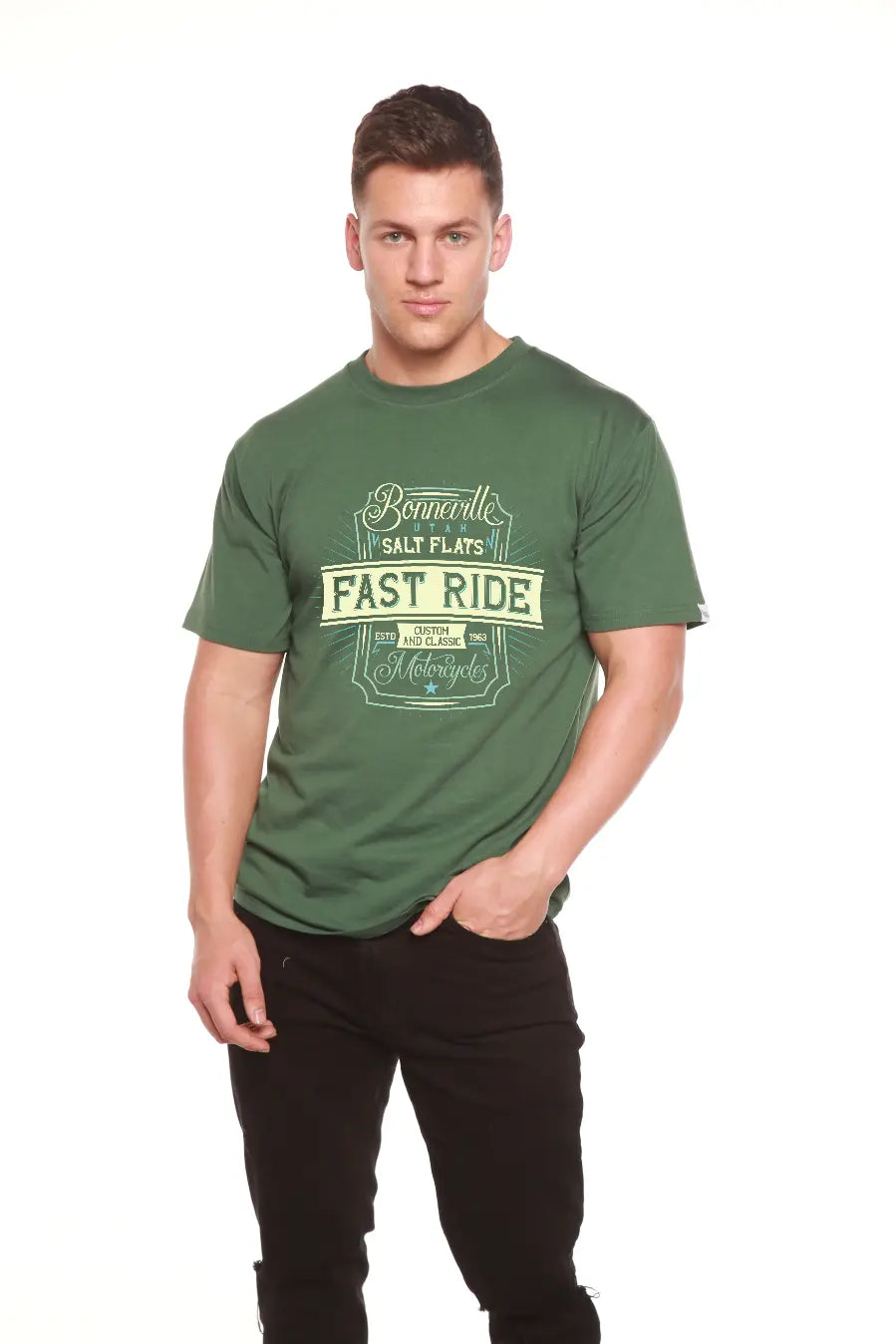 Fast Ride Men's Bamboo Viscose/Organic Cotton Short Sleeve Graphic T-Shirt Spun Bamboo