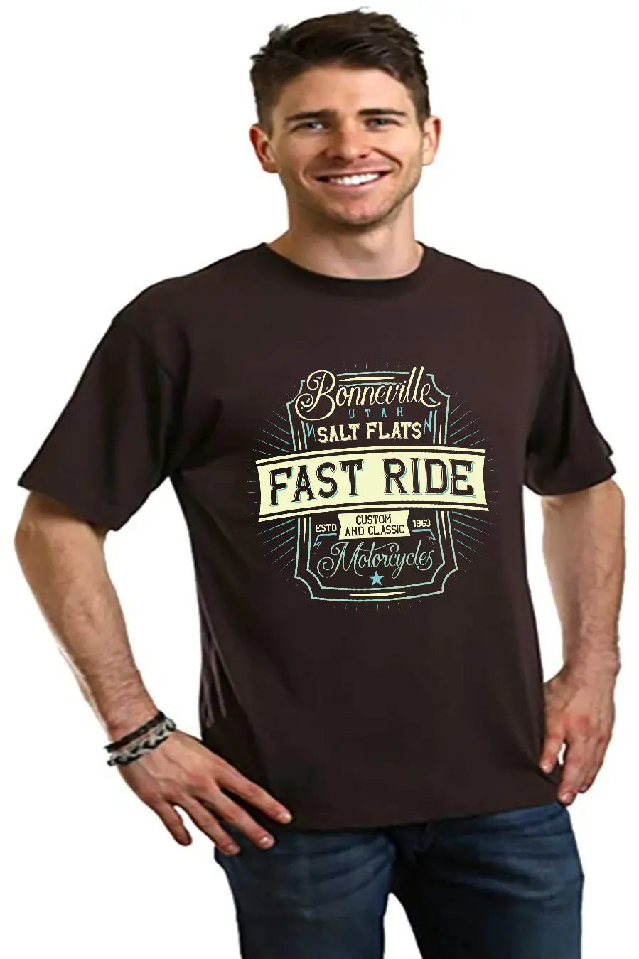 Fast Ride Men's Bamboo Viscose/Organic Cotton Short Sleeve Graphic T-Shirt Spun Bamboo