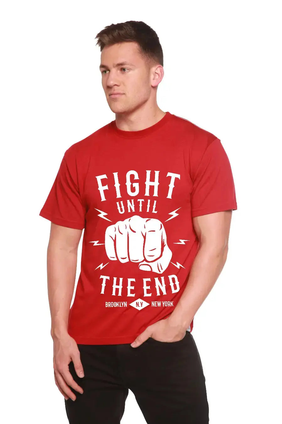 Fight Until Men's Bamboo Viscose/Organic Cotton Short Sleeve Graphic T-Shirt Spun Bamboo