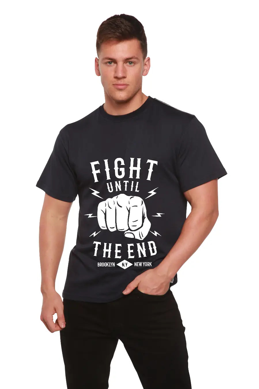 Fight Until Men's Bamboo Viscose/Organic Cotton Short Sleeve Graphic T-Shirt Spun Bamboo