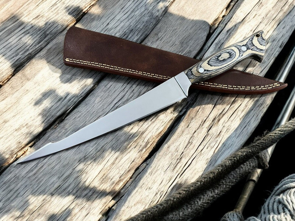 Premium Handmade Fillet Knife with Exotic Pakka Wood Handle Damascus Knife Store