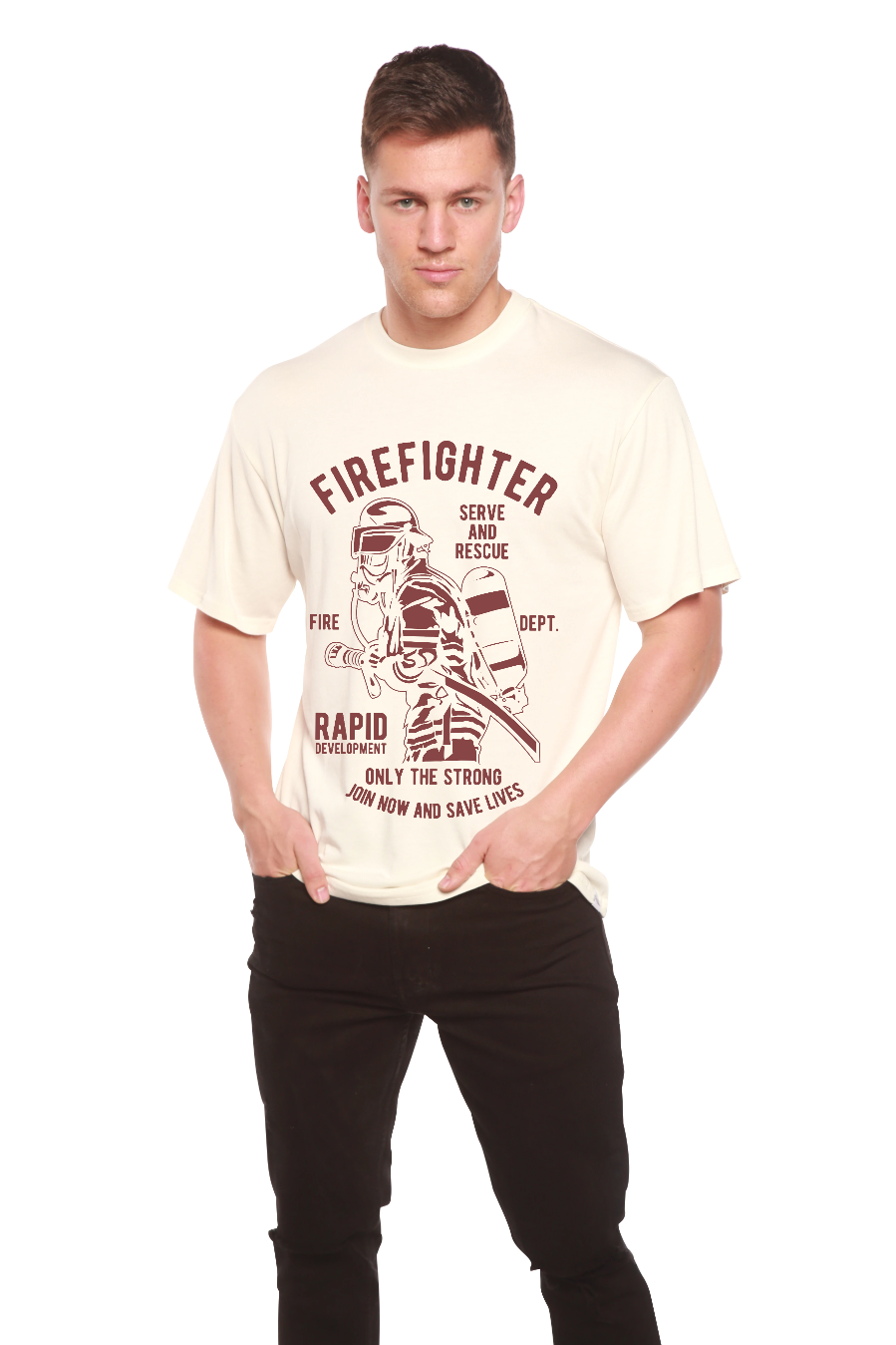 Firefighter Dept Men's Bamboo Viscose/Organic Cotton Short Sleeve Graphic T-Shirt Spun Bamboo