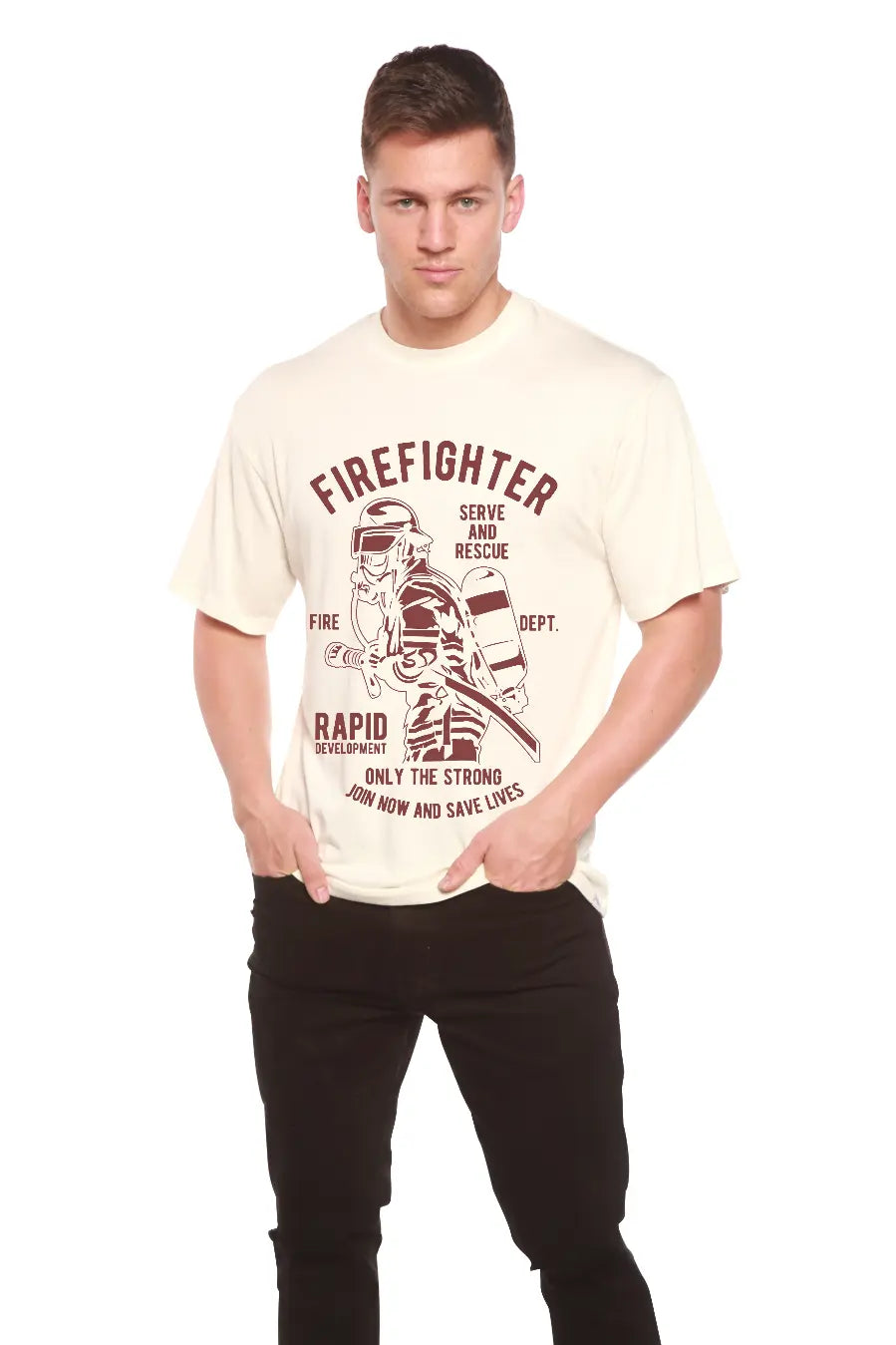 Firefighter Dept Men's Bamboo Viscose/Organic Cotton Short Sleeve Graphic T-Shirt Spun Bamboo