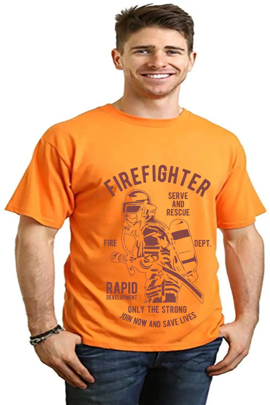 Firefighter Dept Men's Bamboo Viscose/Organic Cotton Short Sleeve Graphic T-Shirt Spun Bamboo