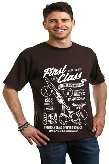 First Class Barber Men's Bamboo Viscose/Organic Cotton Short Sleeve Graphic T-Shirt Spun Bamboo