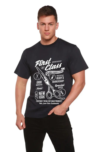 First Class Barber Men's Bamboo Viscose/Organic Cotton Short Sleeve Graphic T-Shirt Spun Bamboo