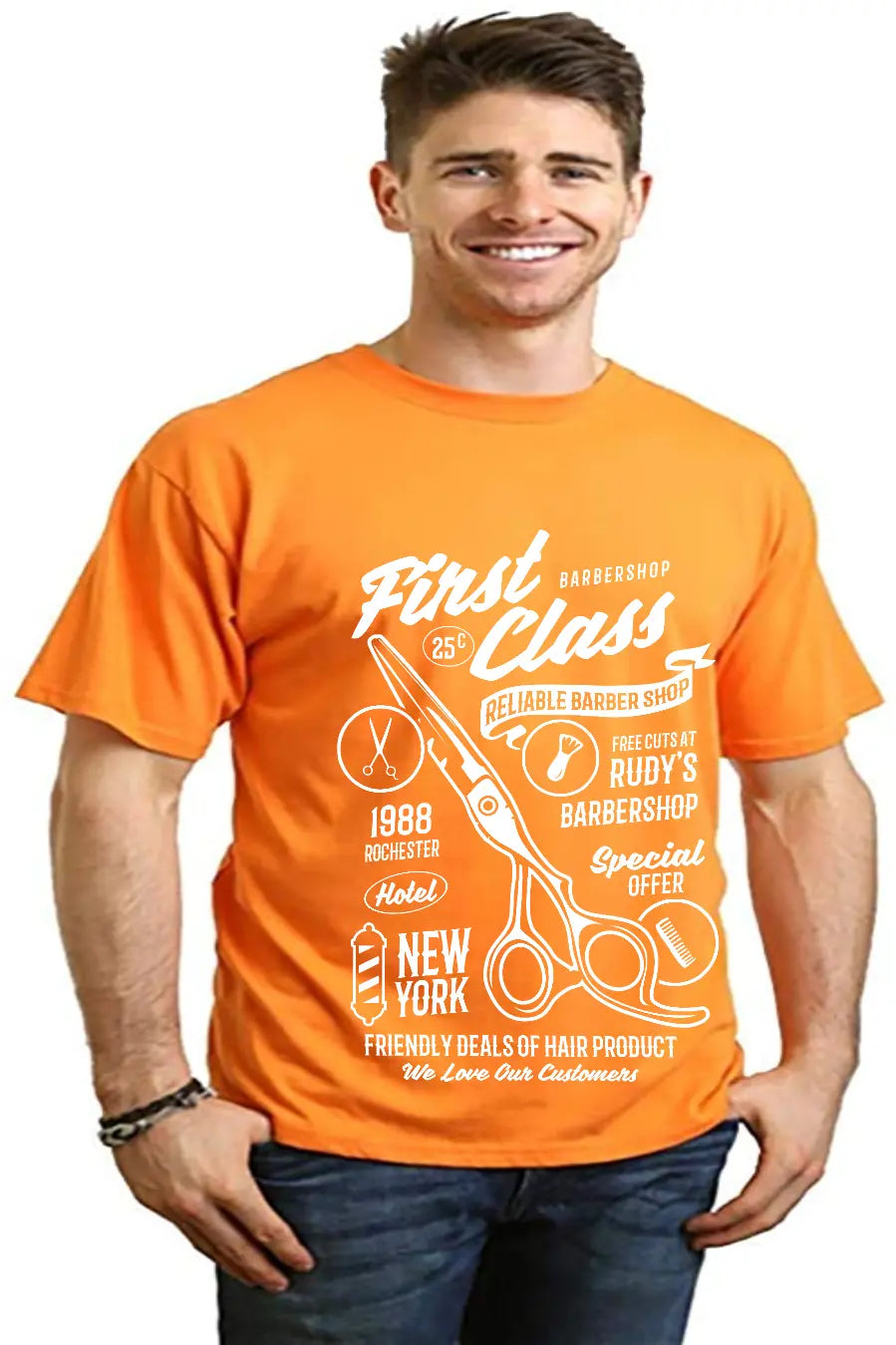 First Class Barber Men's Bamboo Viscose/Organic Cotton Short Sleeve Graphic T-Shirt Spun Bamboo