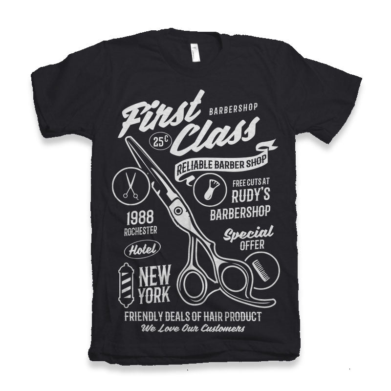 First Class Barber Men's Bamboo Viscose/Organic Cotton Short Sleeve Graphic T-Shirt Spun Bamboo