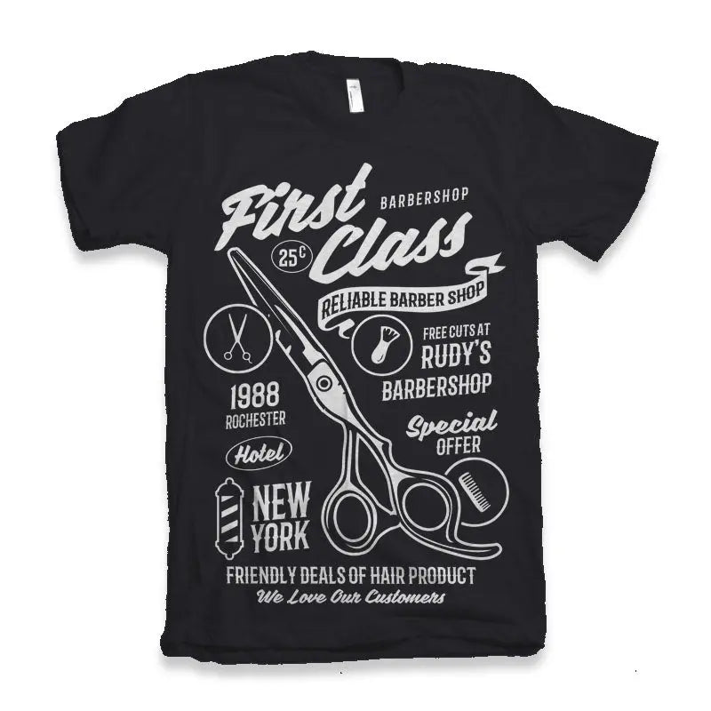 First Class Barber Men's Bamboo Viscose/Organic Cotton Short Sleeve Graphic T-Shirt Spun Bamboo