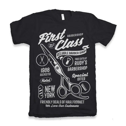 First Class Barber Men's Bamboo Viscose/Organic Cotton Short Sleeve Graphic T-Shirt Spun Bamboo