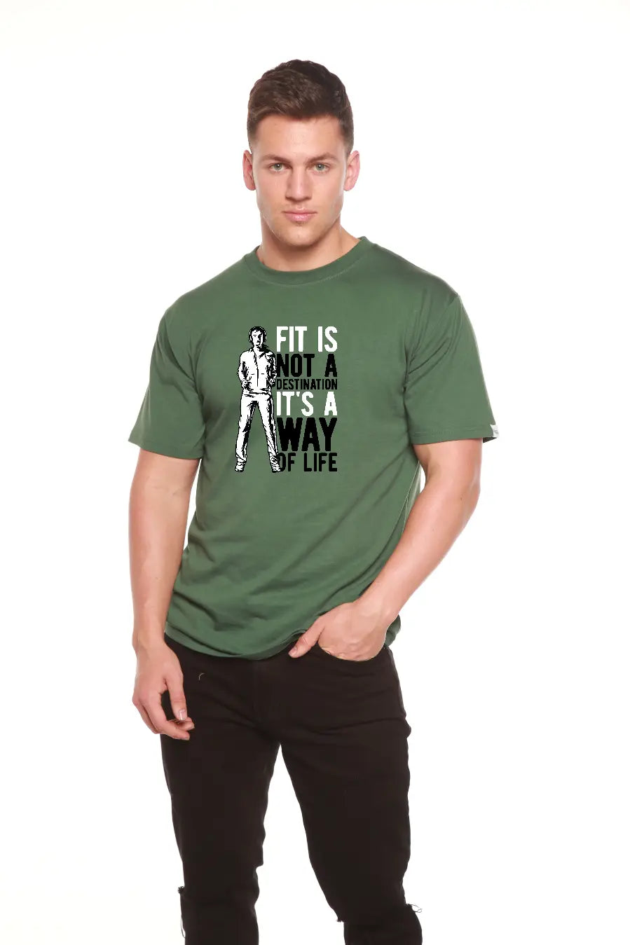 Fit is not a destination Men's Bamboo Viscose/Organic Cotton Short Sleeve Graphic T-Shirt Spun Bamboo
