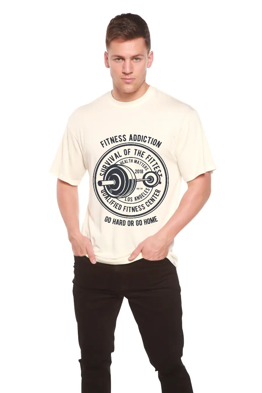 Fitness Addiction Men's Bamboo Viscose/Organic Cotton Short Sleeve Graphic T-Shirt Spun Bamboo