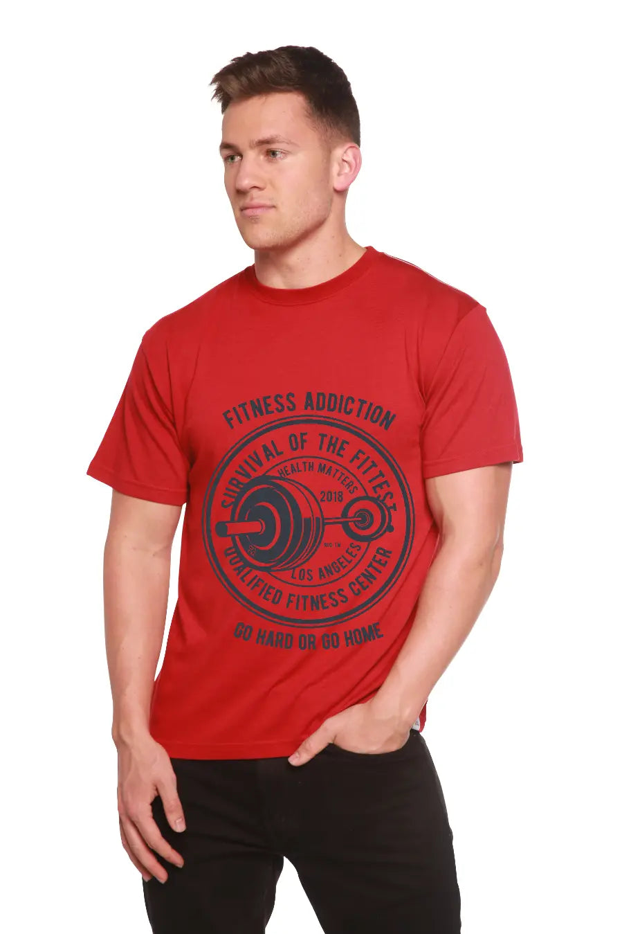 Fitness Addiction Men's Bamboo Viscose/Organic Cotton Short Sleeve Graphic T-Shirt Spun Bamboo