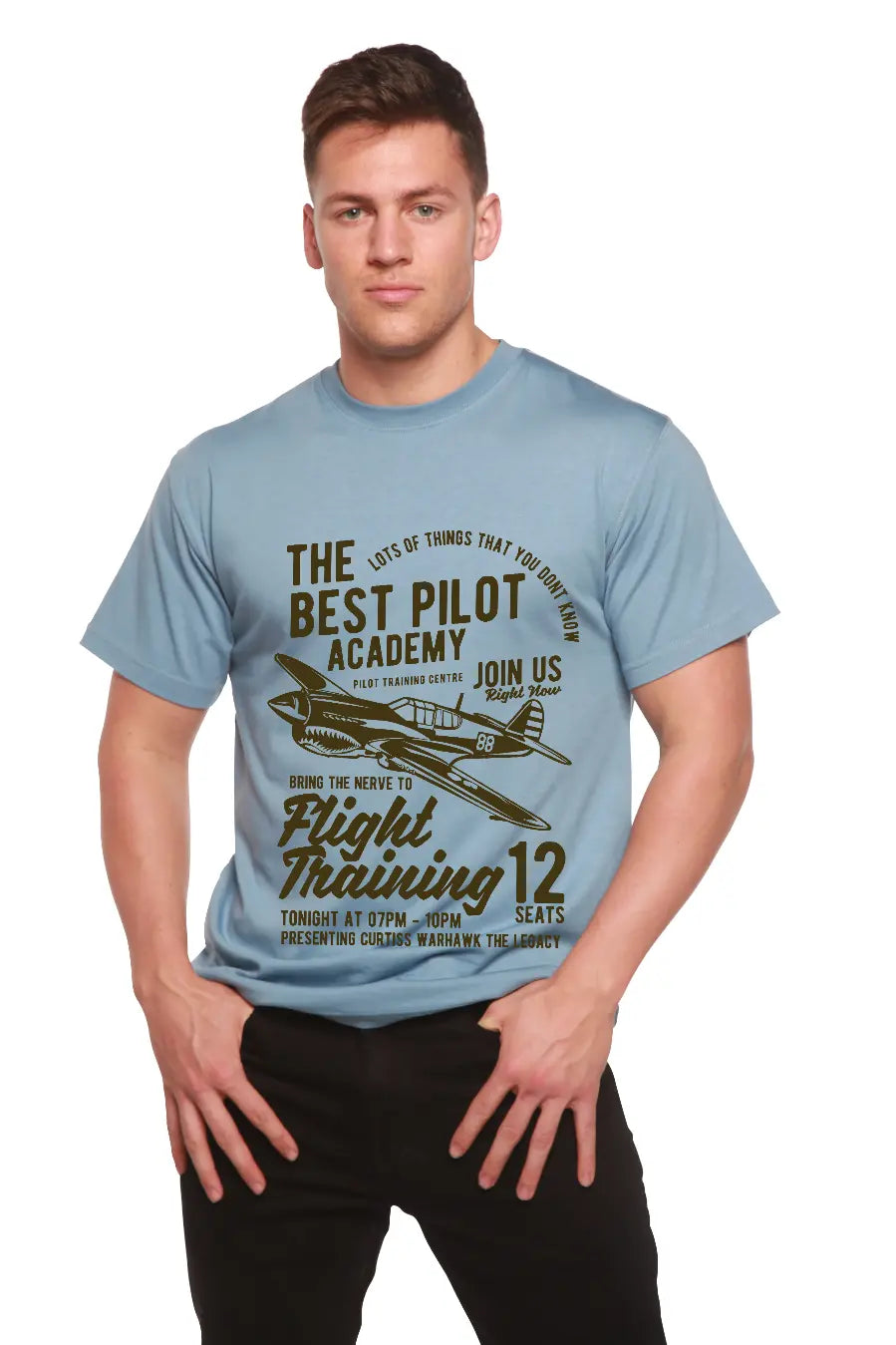 Flight Training Men's Bamboo Viscose/Organic Cotton Short Sleeve Graphic T-Shirt Spun Bamboo