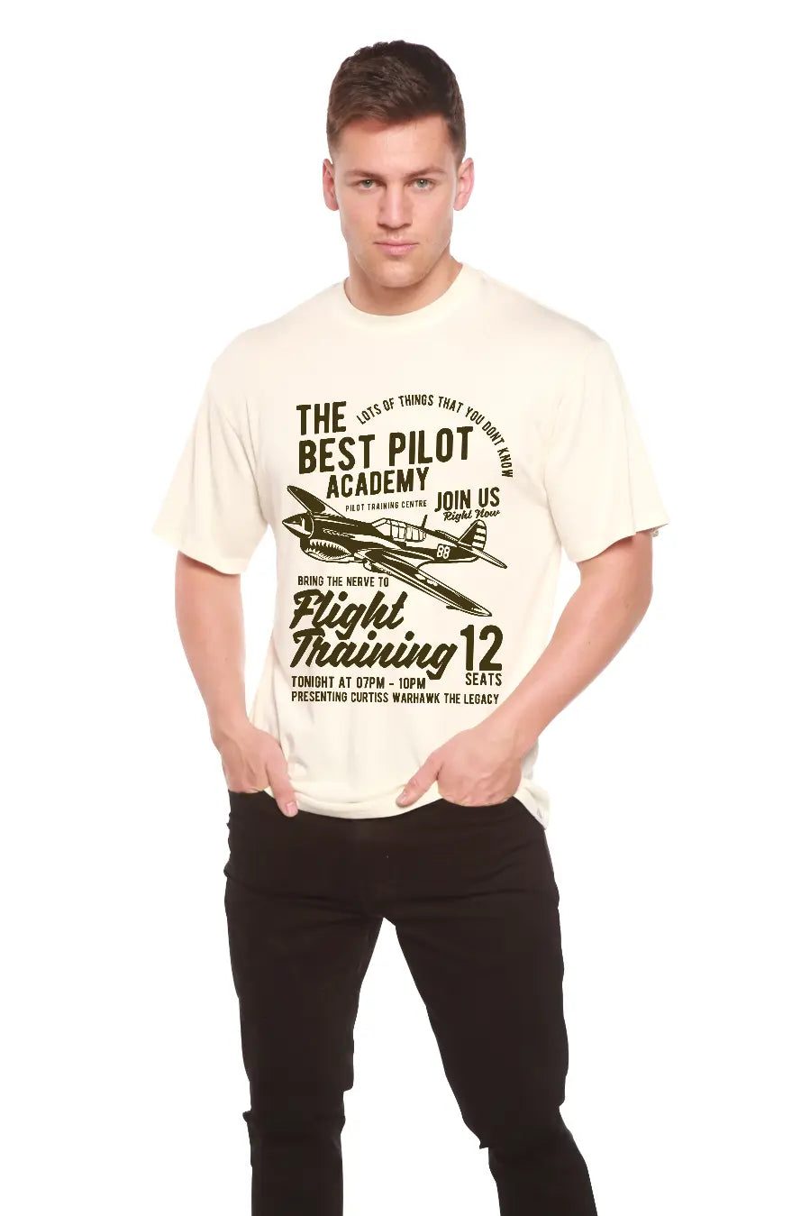 Flight Training Men's Bamboo Viscose/Organic Cotton Short Sleeve Graphic T-Shirt Spun Bamboo