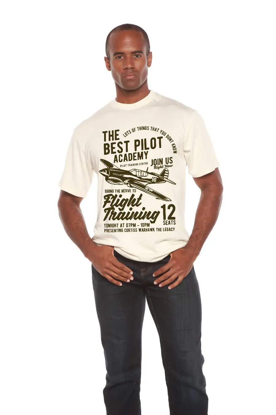 Flight Training Men's Bamboo Viscose/Organic Cotton Short Sleeve Graphic T-Shirt Spun Bamboo