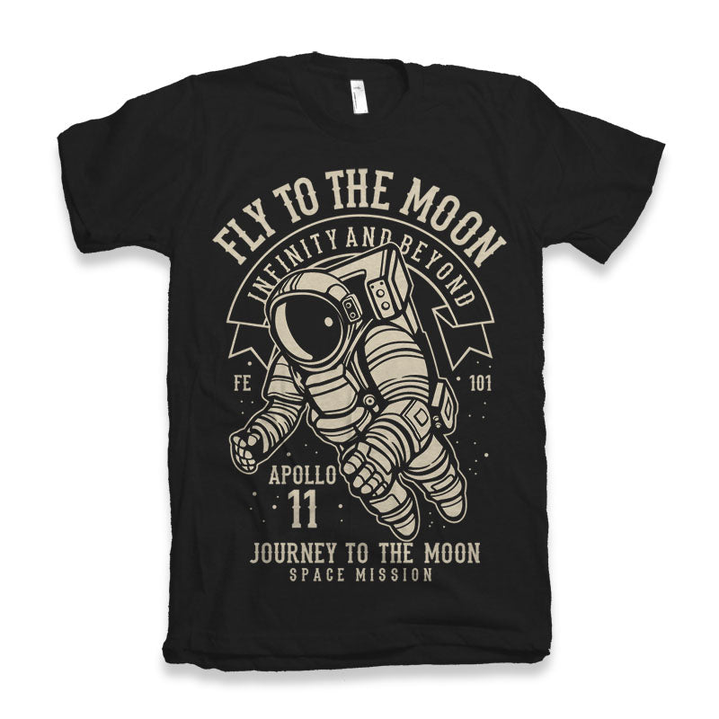 Fly To The Moon Men's Bamboo Viscose/Organic Cotton Short Sleeve Graphic T-Shirt Spun Bamboo