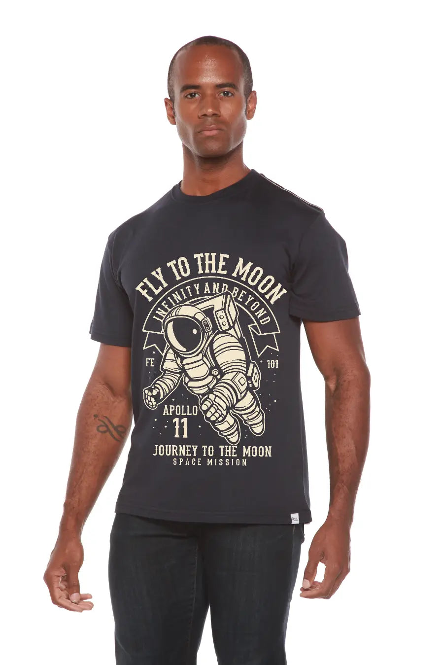 Fly To The Moon Men's Bamboo Viscose/Organic Cotton Short Sleeve Graphic T-Shirt Spun Bamboo