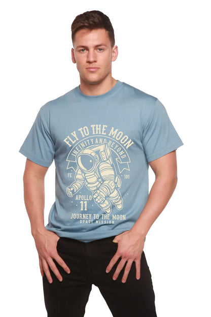Fly To The Moon Men's Bamboo Viscose/Organic Cotton Short Sleeve Graphic T-Shirt Spun Bamboo