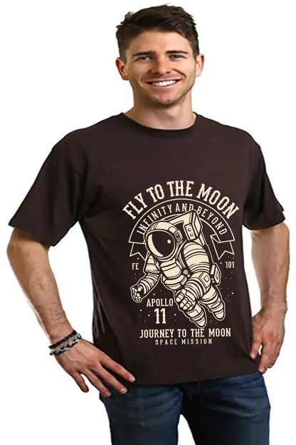 Fly To The Moon Men's Bamboo Viscose/Organic Cotton Short Sleeve Graphic T-Shirt Spun Bamboo