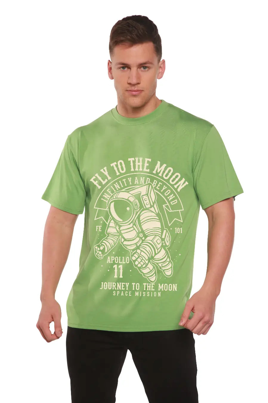 Fly To The Moon Men's Bamboo Viscose/Organic Cotton Short Sleeve Graphic T-Shirt Spun Bamboo