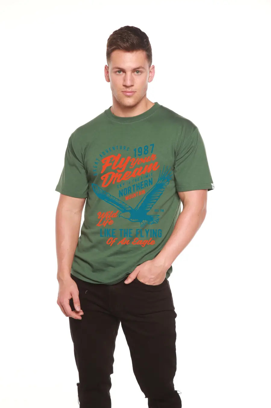Fly Your Dream Men's Bamboo Viscose/Organic Cotton Short Sleeve Graphic T-Shirt Spun Bamboo
