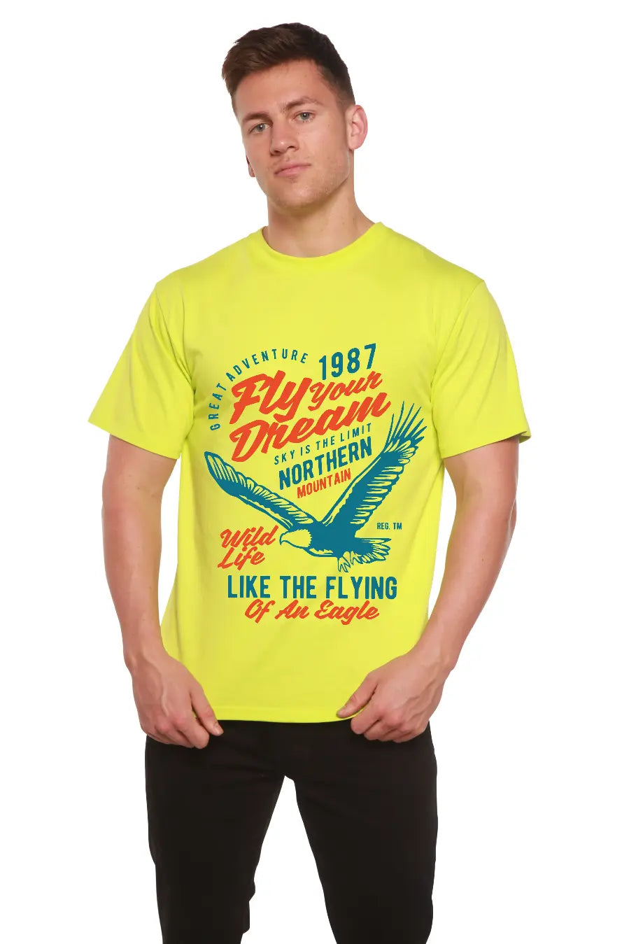 Fly Your Dream Men's Bamboo Viscose/Organic Cotton Short Sleeve Graphic T-Shirt Spun Bamboo