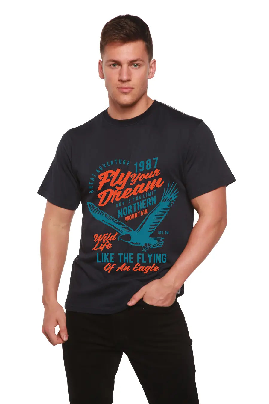 Fly Your Dream Men's Bamboo Viscose/Organic Cotton Short Sleeve Graphic T-Shirt Spun Bamboo
