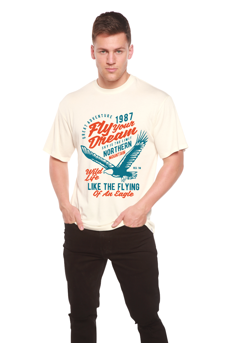Fly Your Dream Men's Bamboo Viscose/Organic Cotton Short Sleeve Graphic T-Shirt Spun Bamboo