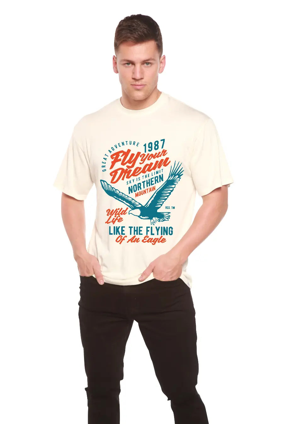 Fly Your Dream Men's Bamboo Viscose/Organic Cotton Short Sleeve Graphic T-Shirt Spun Bamboo