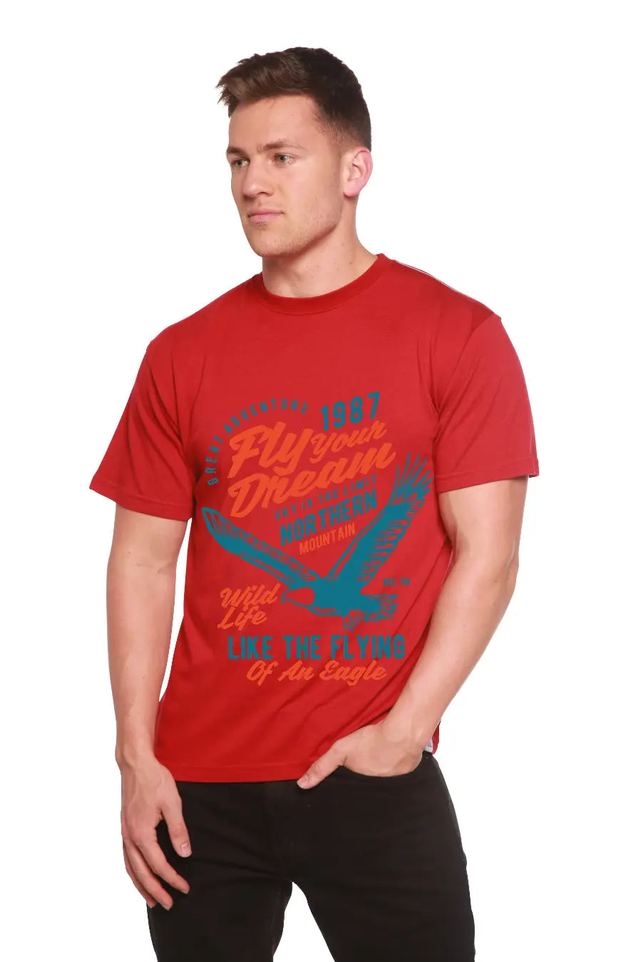Fly Your Dream Men's Bamboo Viscose/Organic Cotton Short Sleeve Graphic T-Shirt Spun Bamboo