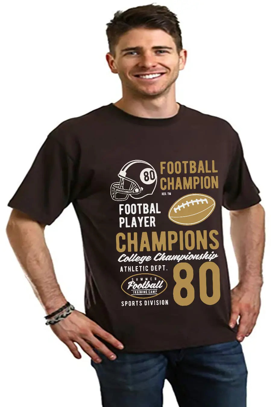 Football Champions Men's Bamboo Viscose/Organic Cotton Short Sleeve Graphic T-Shirt Spun Bamboo