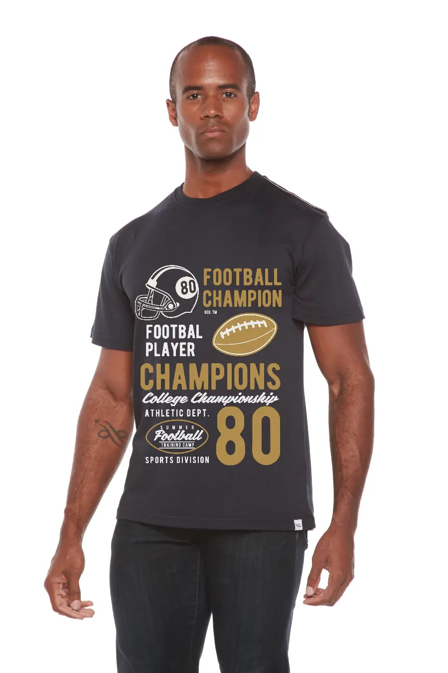 Football Champions Men's Bamboo Viscose/Organic Cotton Short Sleeve Graphic T-Shirt Spun Bamboo