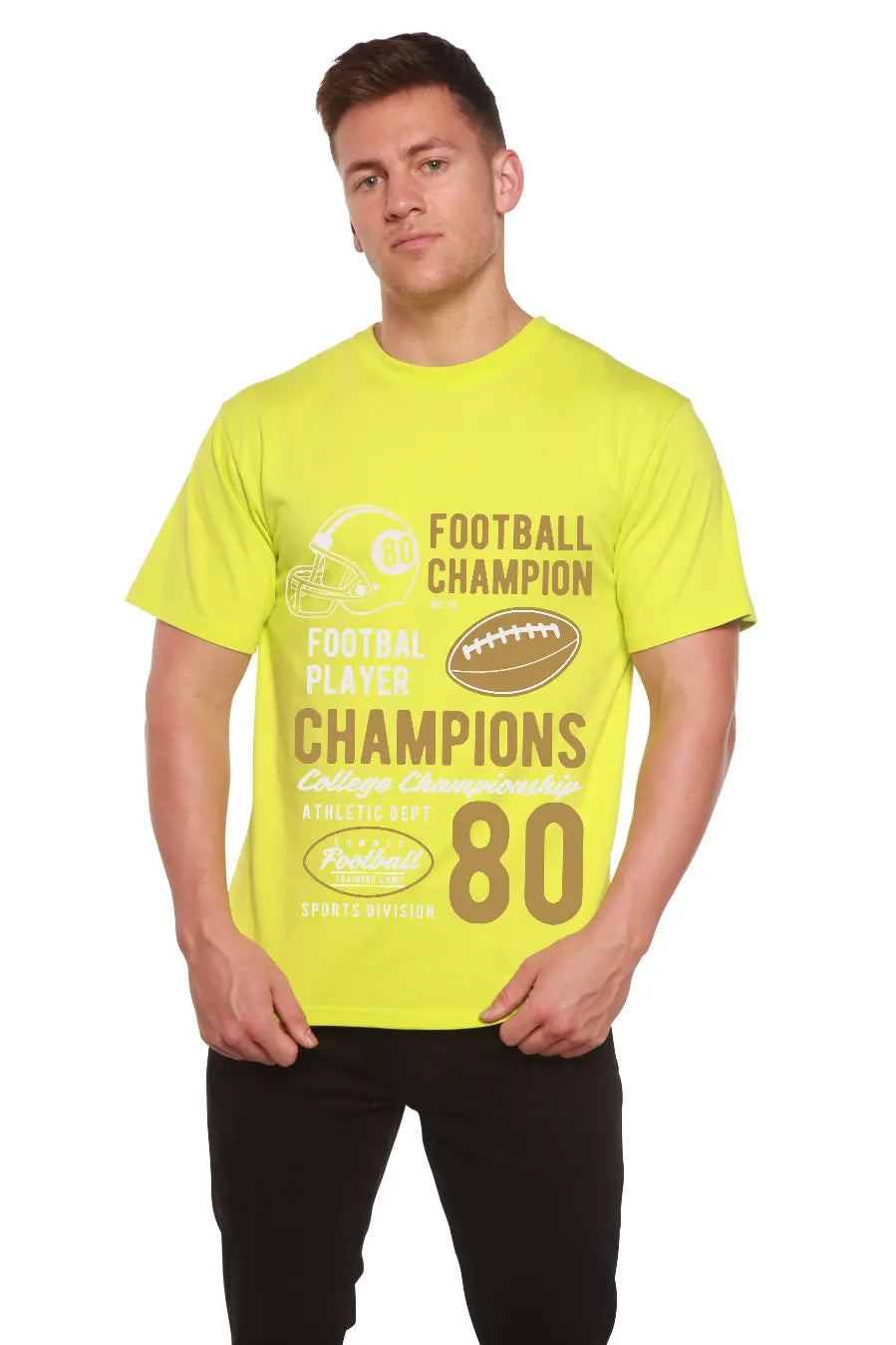 Football Champions Men's Bamboo Viscose/Organic Cotton Short Sleeve Graphic T-Shirt Spun Bamboo