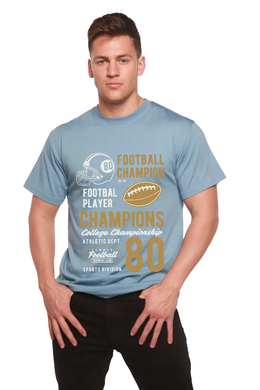 Football Champions Men's Bamboo Viscose/Organic Cotton Short Sleeve Graphic T-Shirt Spun Bamboo
