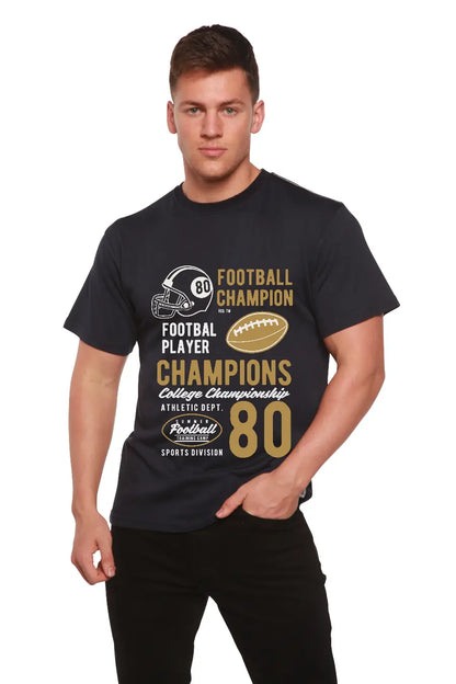Football Champions Men's Bamboo Viscose/Organic Cotton Short Sleeve Graphic T-Shirt Spun Bamboo