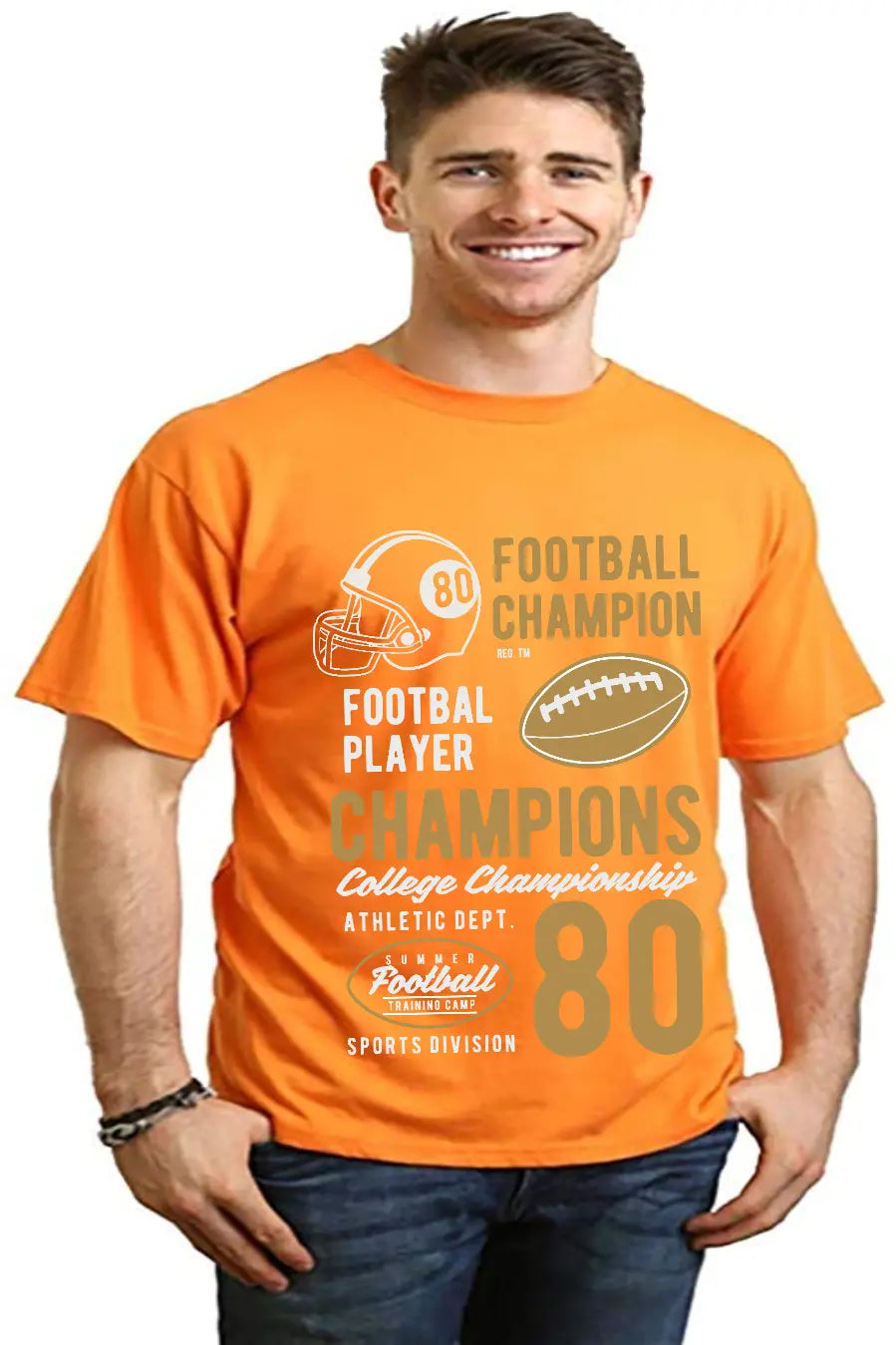 Football Champions Men's Bamboo Viscose/Organic Cotton Short Sleeve Graphic T-Shirt Spun Bamboo