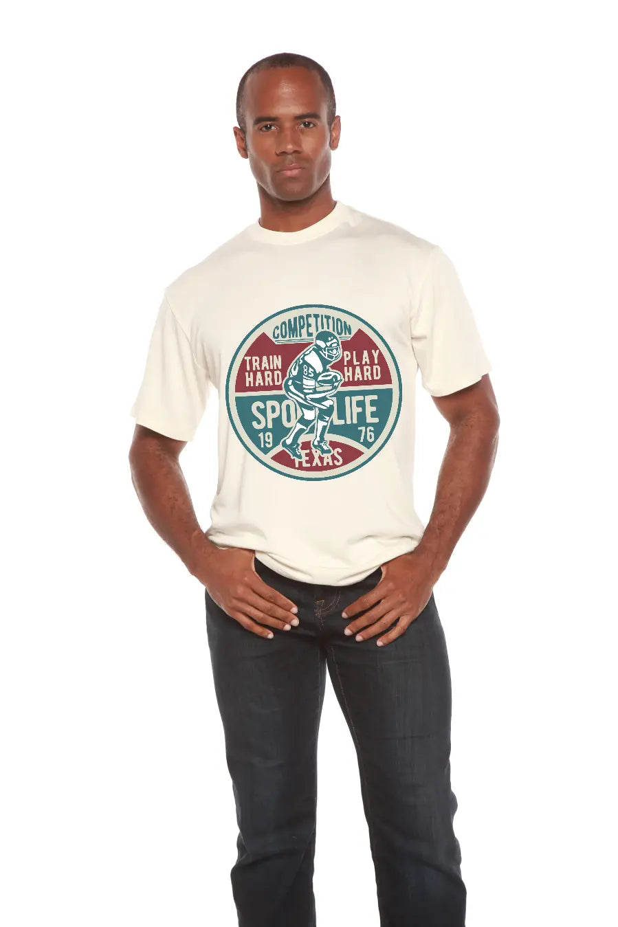 Football Competition Men's Bamboo Viscose/Organic Cotton Short Sleeve Graphic T-Shirt Spun Bamboo