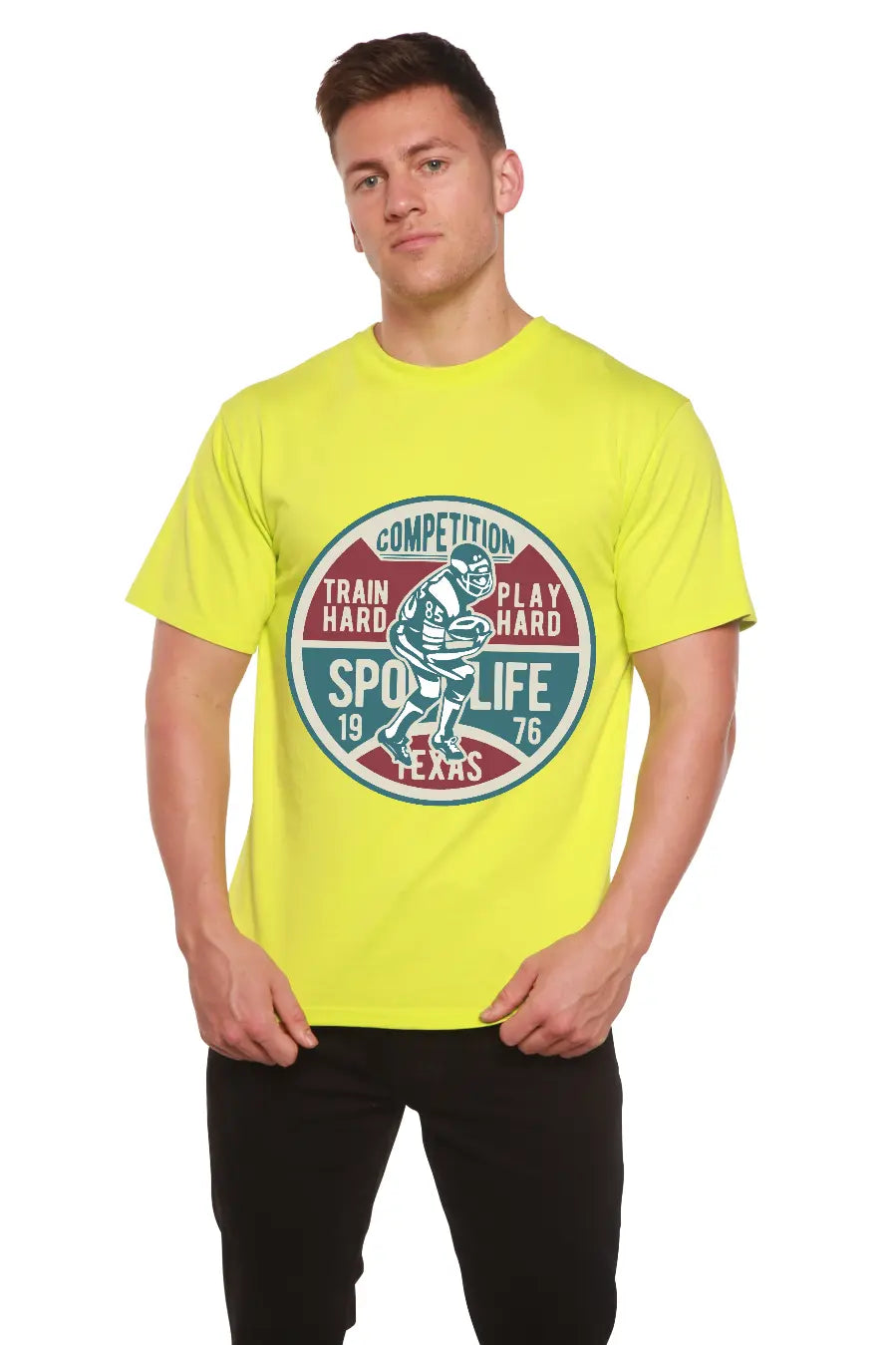 Football Competition Men's Bamboo Viscose/Organic Cotton Short Sleeve Graphic T-Shirt Spun Bamboo