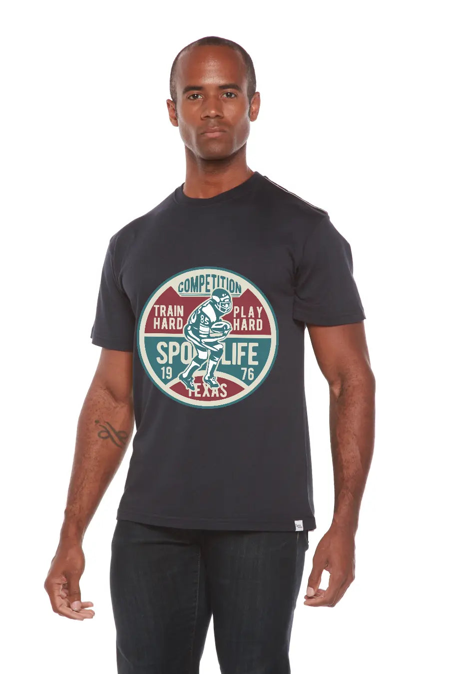 Football Competition Men's Bamboo Viscose/Organic Cotton Short Sleeve Graphic T-Shirt Spun Bamboo