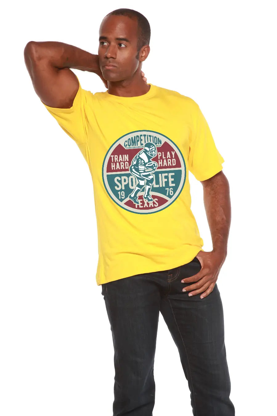 Football Competition Men's Bamboo Viscose/Organic Cotton Short Sleeve Graphic T-Shirt Spun Bamboo